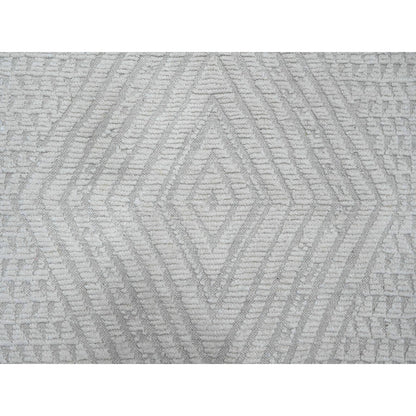 9'10"X14'1" White Moroccan Weave Diamond Pattern Hand Knotted Wool Rug