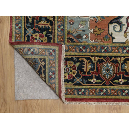 Oriental 8'8"x12' Red Hand Knotted Wool Rug Antiqued Fine Heris Revival