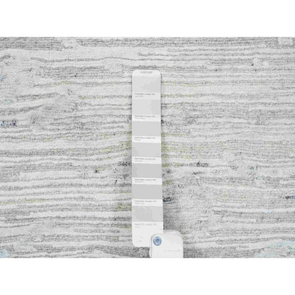 2'6"X9'9" Gray Modern Hand Knotted Hand Spun Natural Wool Runner Rug