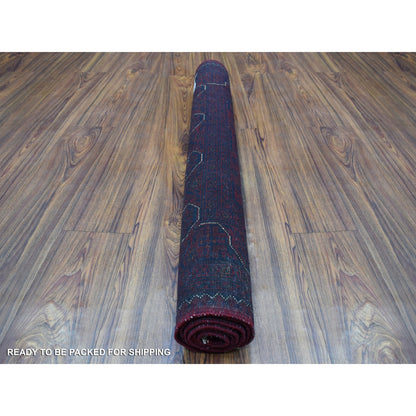 3'3"X4'10" Afghan Khamyab Pure Wool Hand Knotted Deep Red Rug