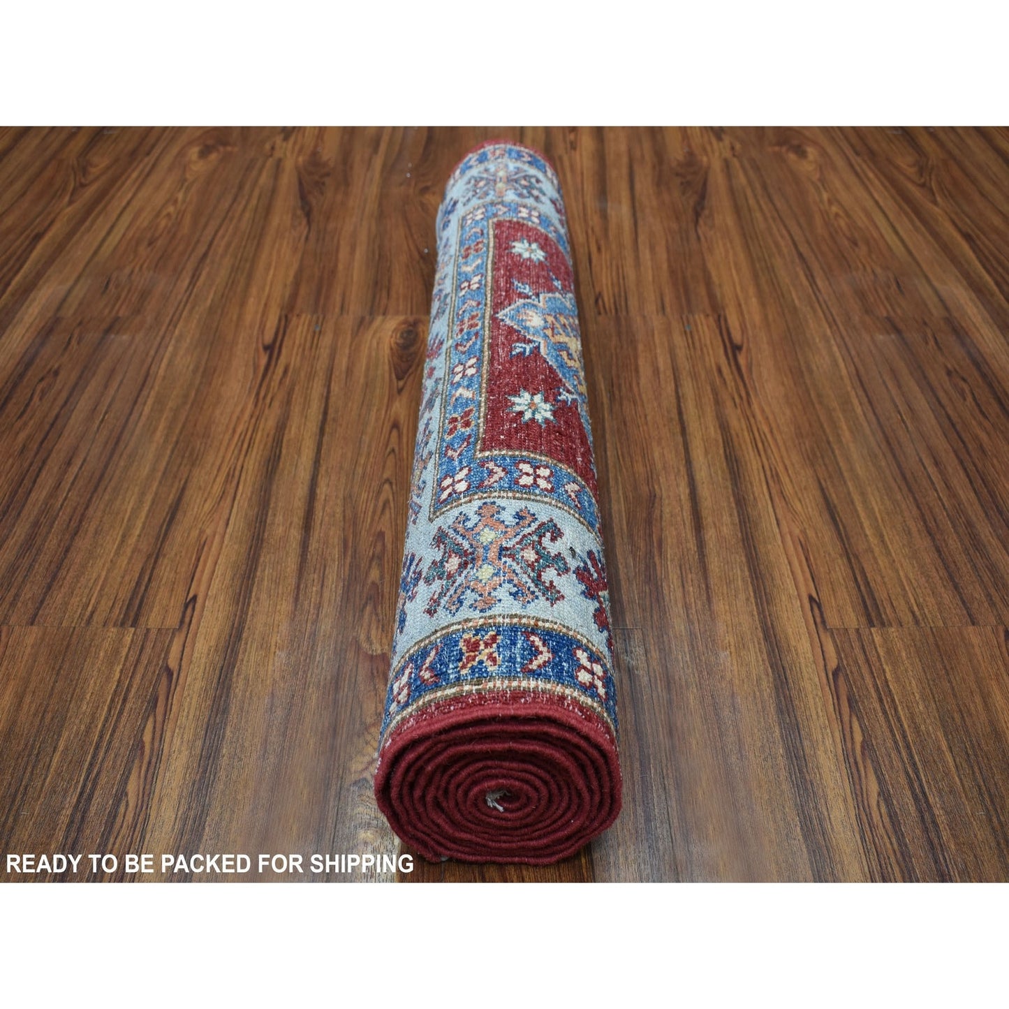 2'7"X8'6" Red Hand-Knotted Super Kazak Pure Wool Oriental Runner Rug