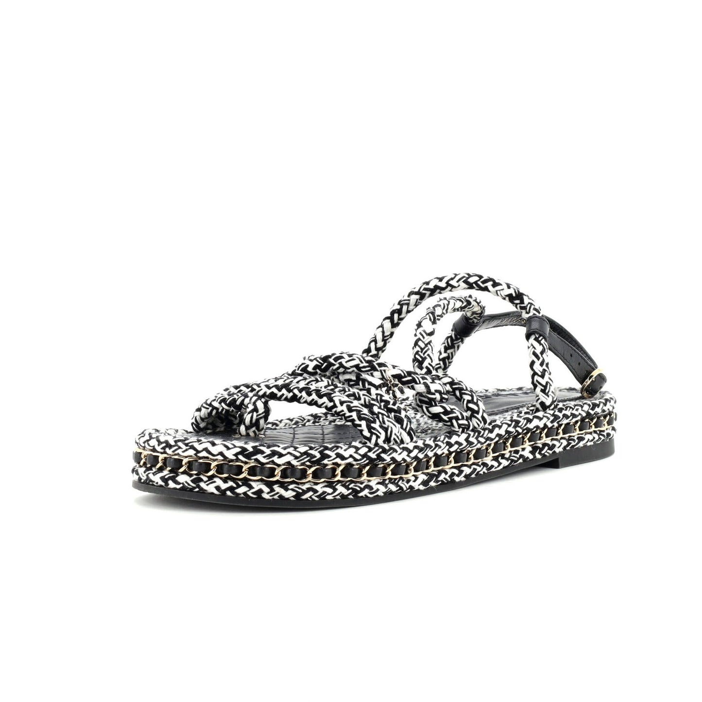 Chanel Women'S Cc Chain Sandals Braided Cord
