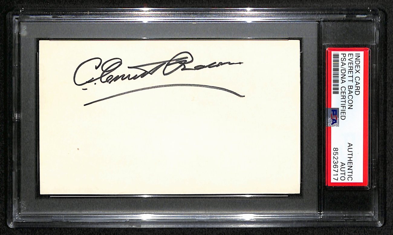 C. Everett Bacon Cfb Hof Signed/Auto 3X5 Index Card Wesleyan U. Psa/Dna 189011