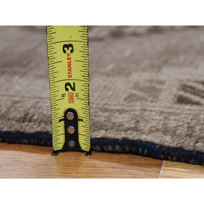 2'9"X12'8" Brown Washed Out Afghan Balooch Wool Hand Knotted Runner Rug