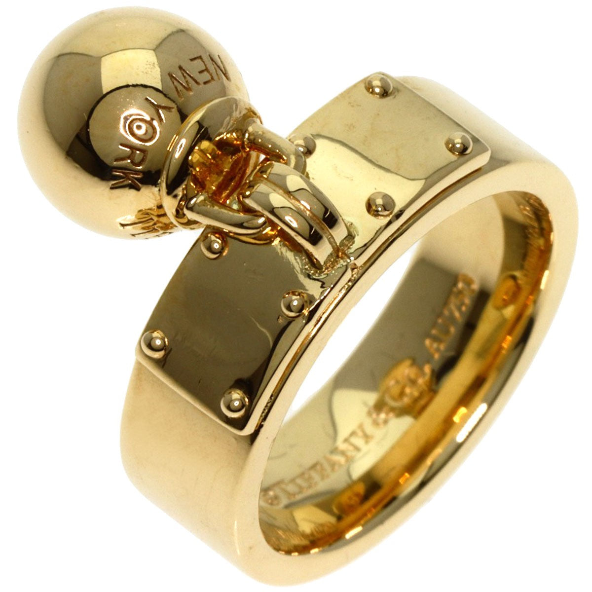 Tiffany&Co. Hardware Ball Dangle Ring K18 Yellow