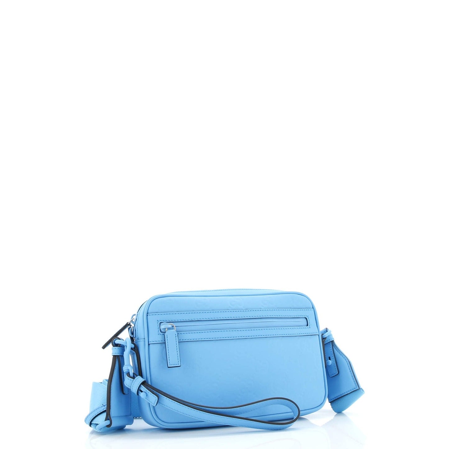 Gucci Front Zip Crossbody Bag Gg Rubber Effect Leather Small