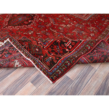 10'2"X13'8" Penn Red Hand Knotted All Wool Cropped Thin Oriental Rug