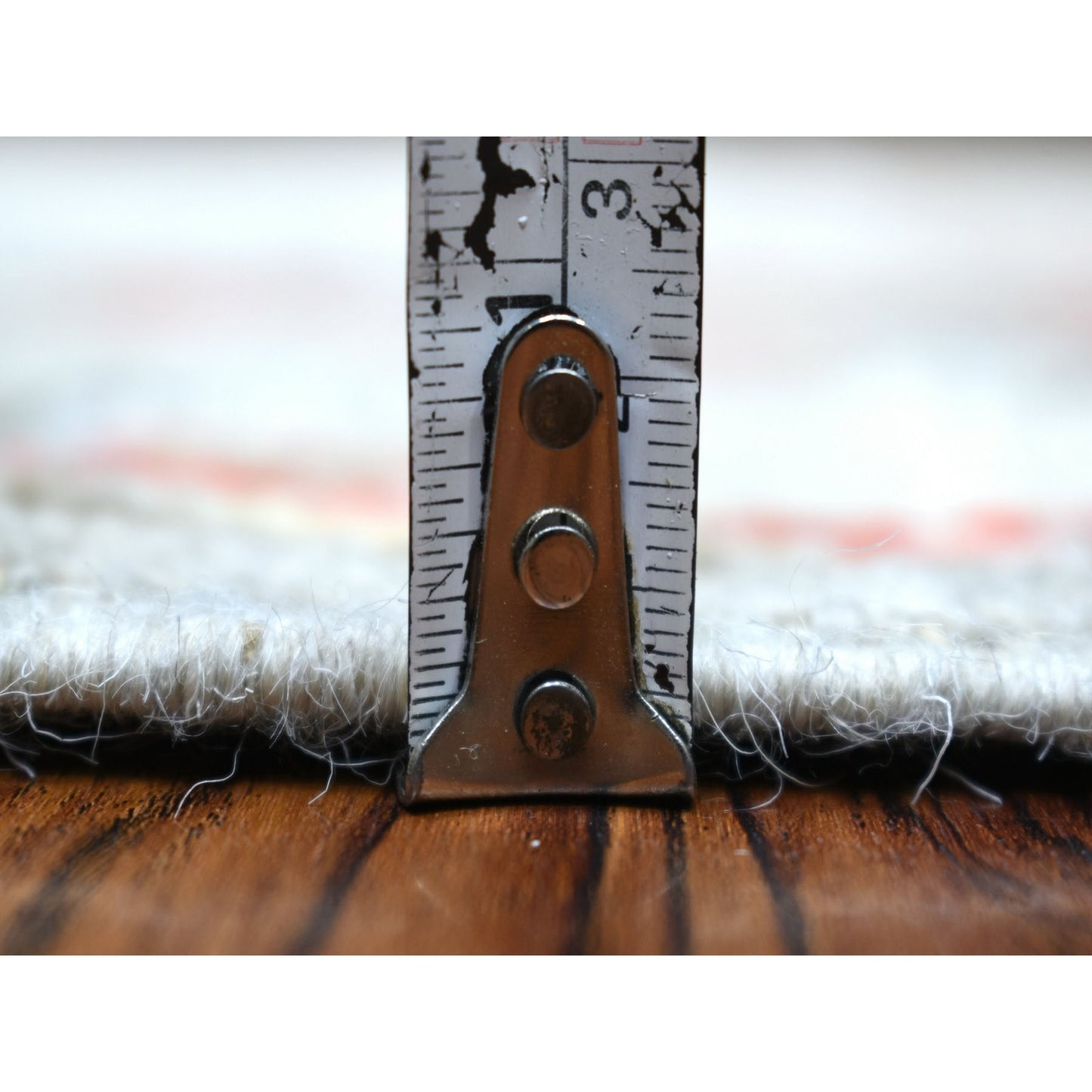 2'6"X97" Gray Angora Oushak Pop Of Colors Hand Knotted Wool Runner Rug