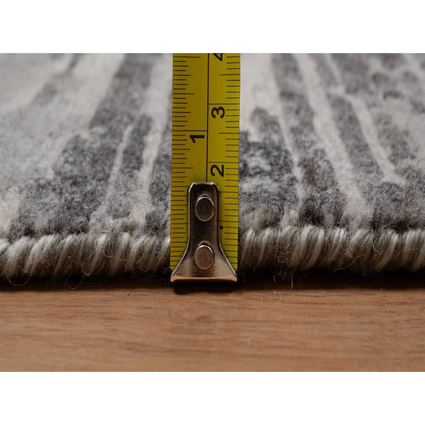 2'X3'1" Gray Modern Mat Rug Criss Cross Erased Design Hand Knotted Wool