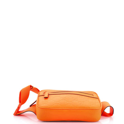 Gucci Front Zip Belt Bag Gg Rubber Effect Leather