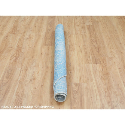 5'9"X5'9" Blue Jacquard Hand Loomed Wool & Art Silk Pomegranate Round Rug