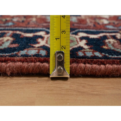 2'X3'1" Red Antiqued Heris Re-Creation Hand Knotted New Zealand Wool Rug