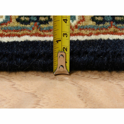 5'2"X7'4" Navy Blue Hand Knotted Herati 250 Kpsi Wool Rug