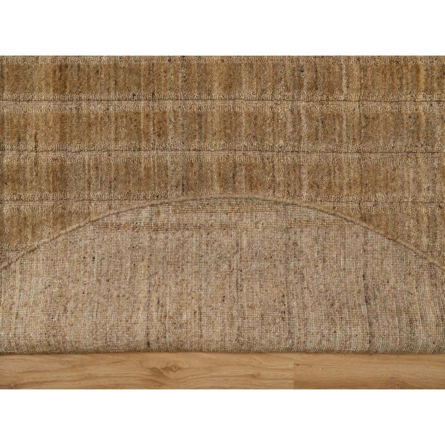 6'x6' Brown Natural Wool Vertical Stripes Design Hand Loomed Round Rug