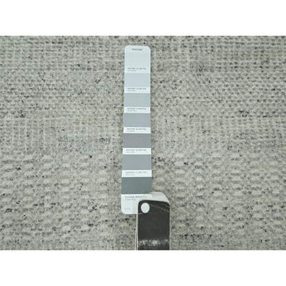 2'6"X8'1" Gray Hand Knotted Rug 100% Wool Oxidized Grass Design Runner