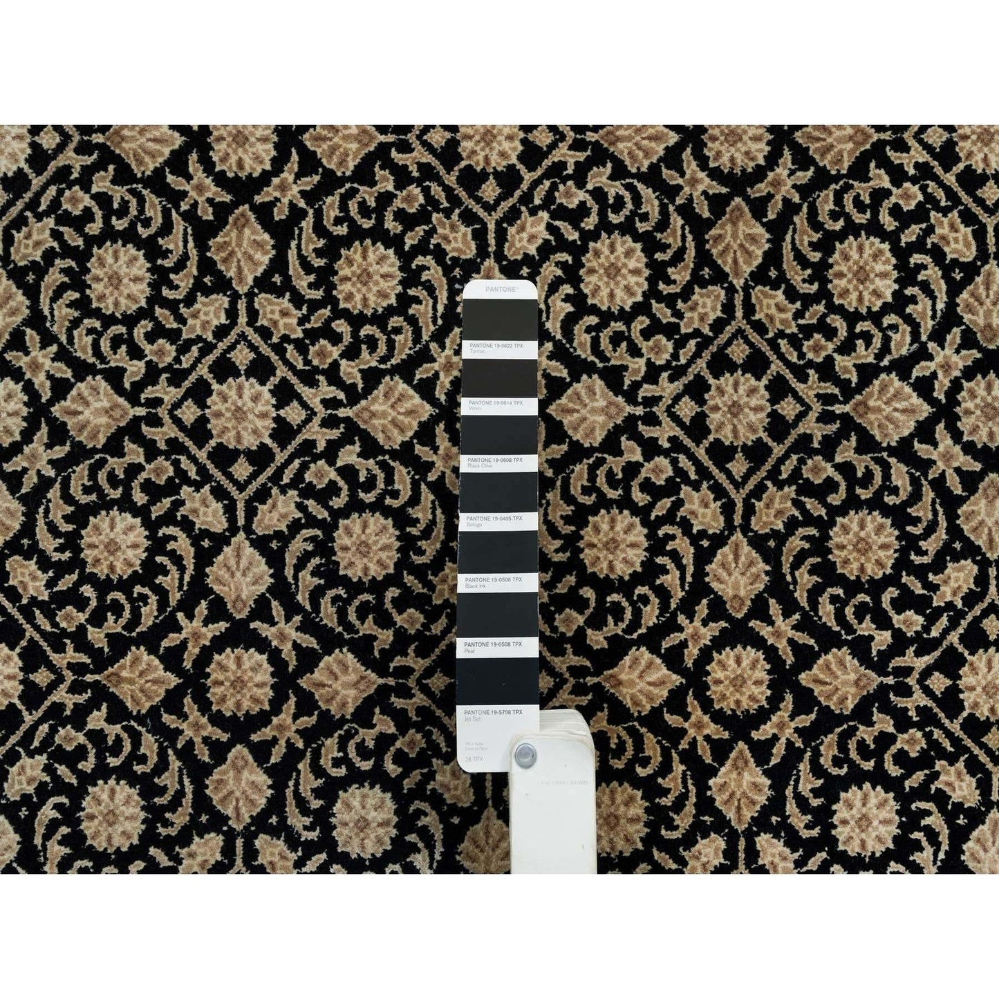 4'X6' Black Herrita Design 250 Kpsi Soft Wool Hand Knotted Rug