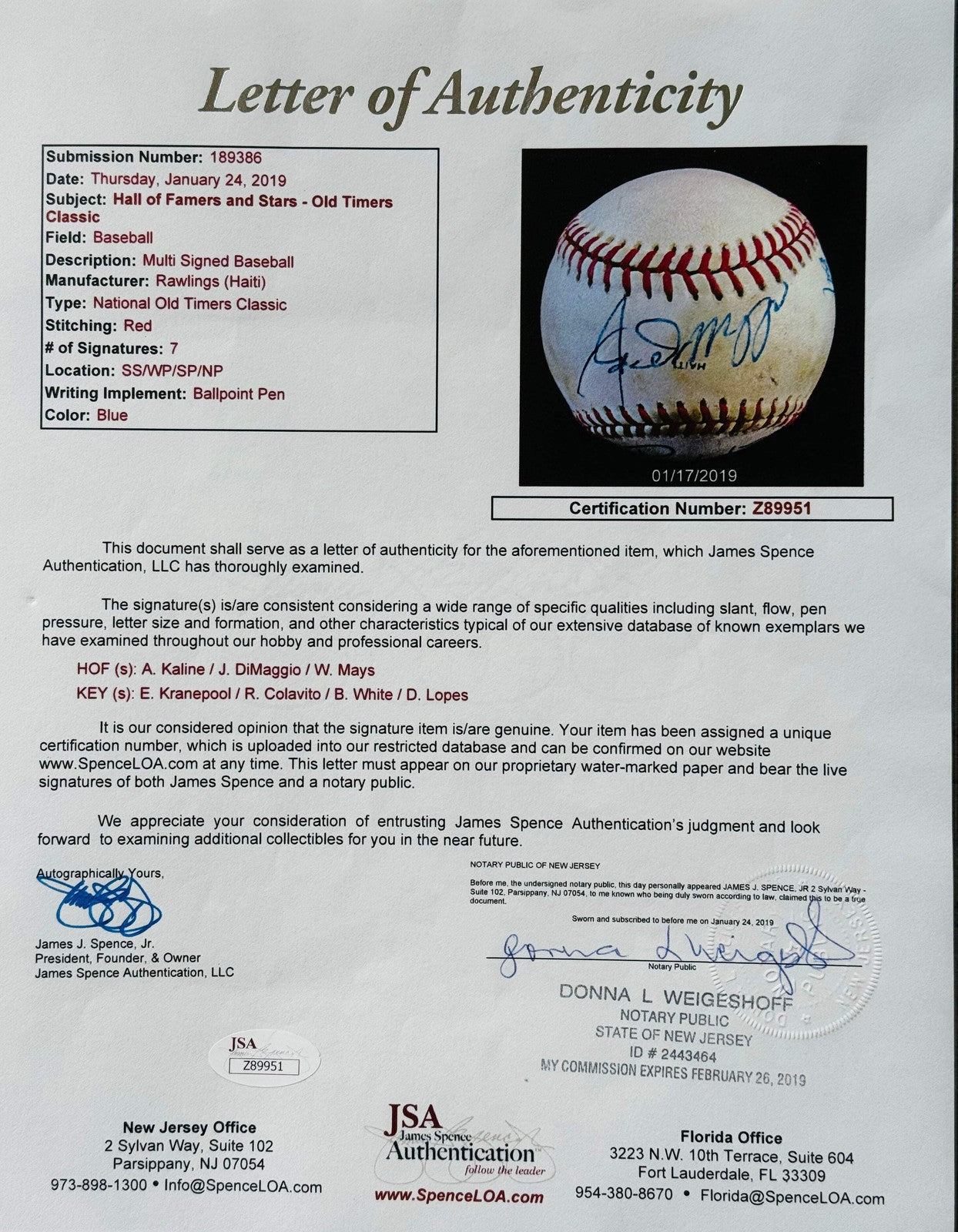 Hall Of Famers And Stars Old Timers Classic Autographed Official Baseball (Jsa)