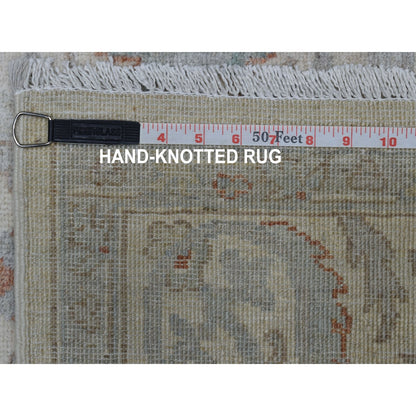 6'X8'10" White Wash Peshawar Pure Wool Hand Knotted Oriental Rug