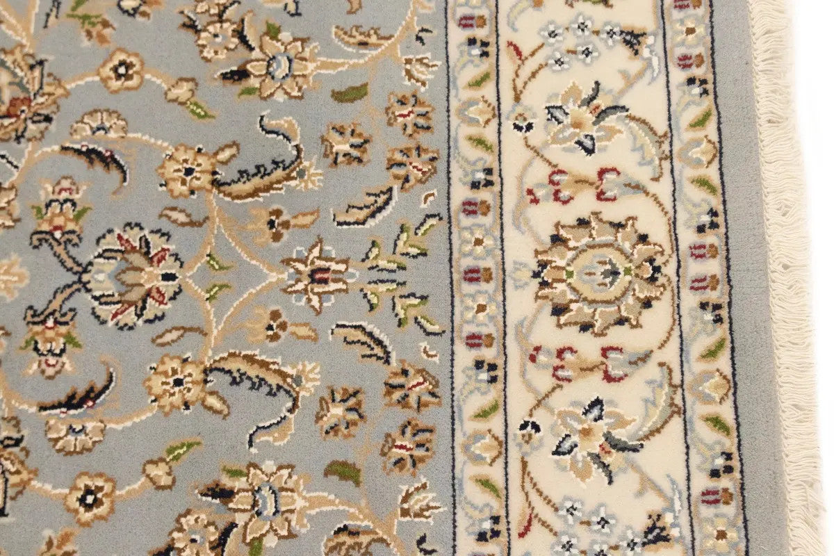 Oriental rug carpet floral blue light handmade entryway foyer 4x6 ft