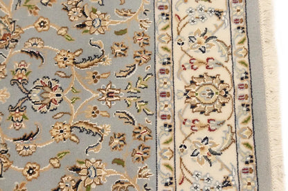 Oriental rug carpet floral blue light handmade entryway foyer 4x6 ft