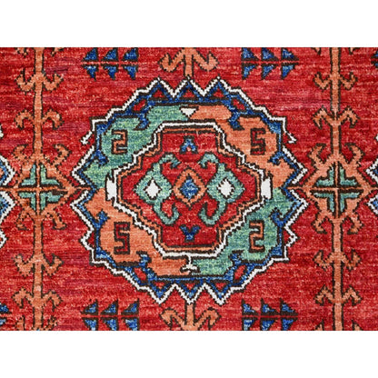 8'X9'6" Red Hand Knotted Extra Soft Wool Afghan Ersari Oriental Rug
