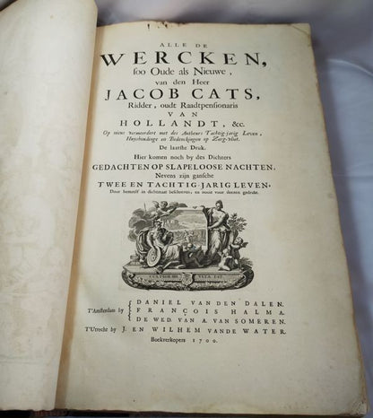 Jacob Cats Alle De Wercken 1700 Emblem Book Dutch Golden Age Folio Illustrated