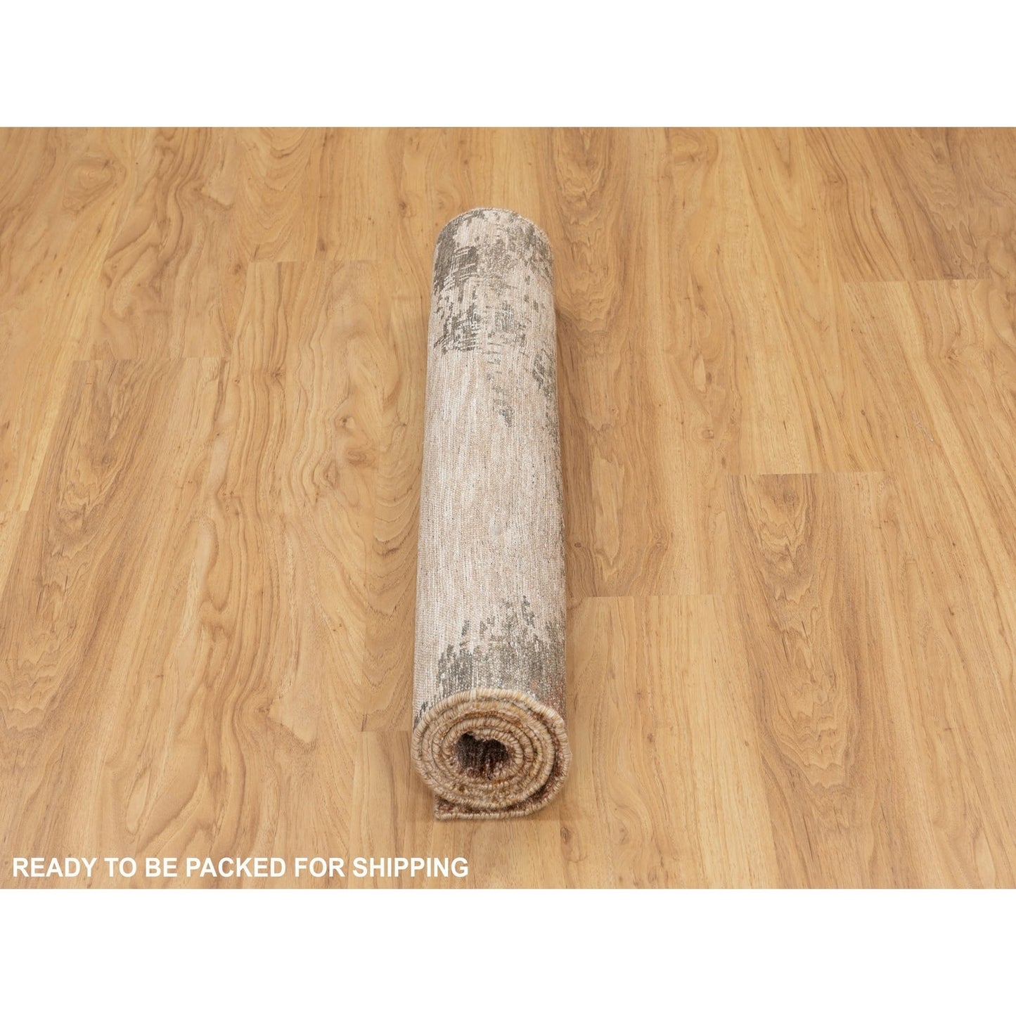 3'X5' Earth Tone Colors Abstract Design Wool And Silk Hand Knotted Rug