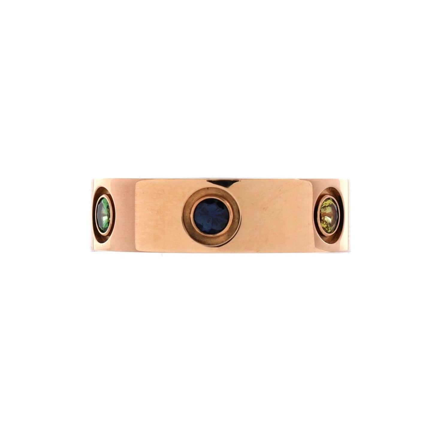 Cartier Love 6 Stone Band Ring 18K Rose Gold With Sapphires, Garnets