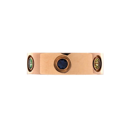 Cartier Love 6 Stone Band Ring 18K Rose Gold With Sapphires, Garnets