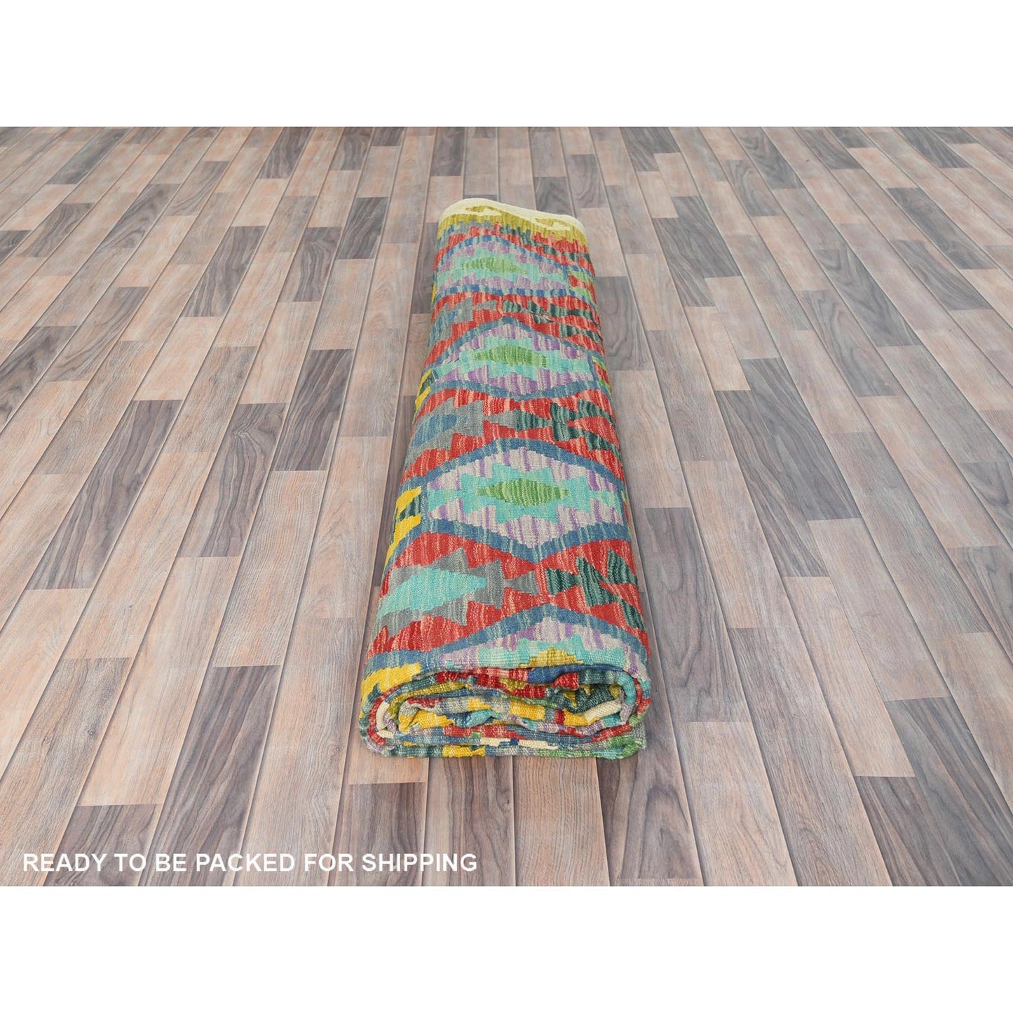 10'1"x13'1" Colorful Hand Woven Afghan Kilim Soft Wool Oriental Rug