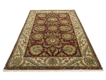 Thick Pile Hand-Knotted Floral Oriental Rug 6X9 ft Agra Jaipur