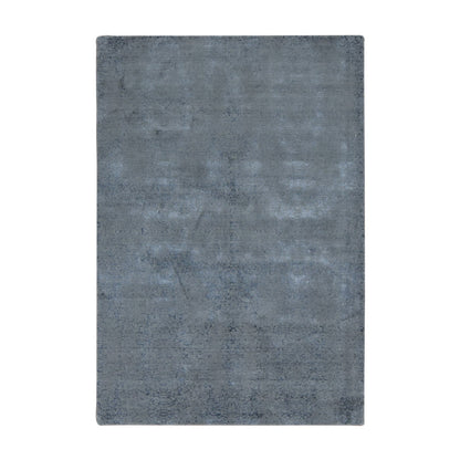 6'X9' Ash Gray Muted Tone On Tone Wool And Silk Hand Loomed Oriental Rug