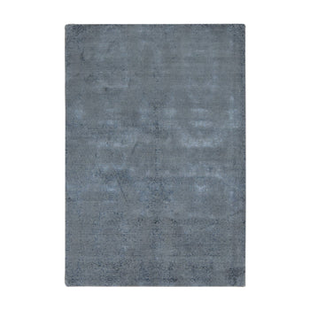 6'X9' Ash Gray Muted Tone On Tone Wool And Silk Hand Loomed Oriental Rug
