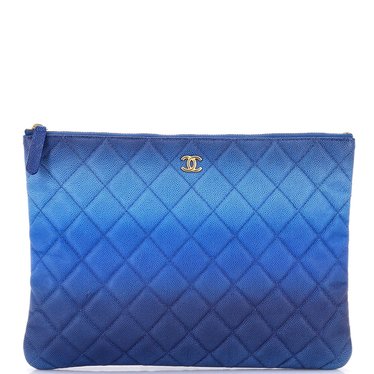 Chanel O Case Clutch Quilted Ombre Caviar Medium