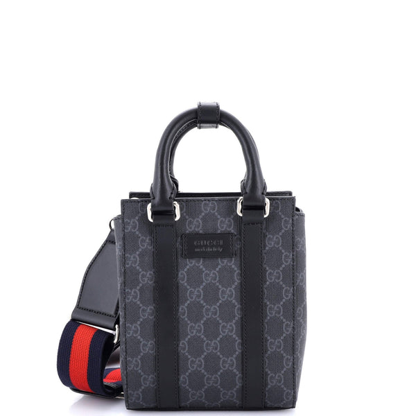 Gucci Convertible Web Open Tote Gg Coated Canvas Mini