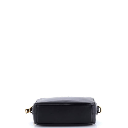Leather Miu Logo Embossed Camera Bag