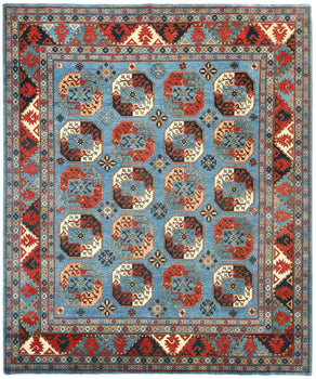 Hand-Knotted Farmho Rug Geometric Tribal Style