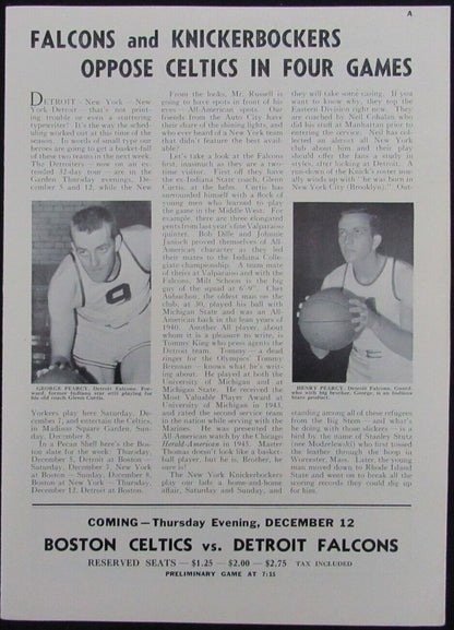 Vintage 1946 Boston Celtics Vs. New York