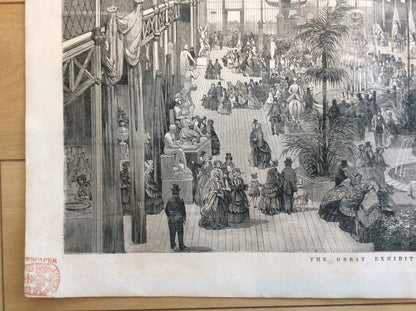 1851 Great Exhibition Crystal Palace Original Wood Engraving London News