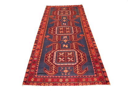 Semi-Antique Oriental Runner Rug Tribal Geometric Kitchen Hallway Decor 4X10 ft