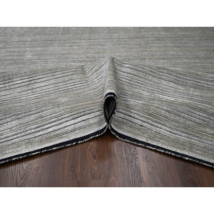 10'X14' Taupe Modern Textured Design Wool & Silk Hand Loomed Oriental Rug