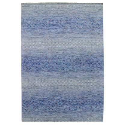 10'X14'4" Blue Pure Wool Hand Knotted Modern Chiaroscuro Collection Rug