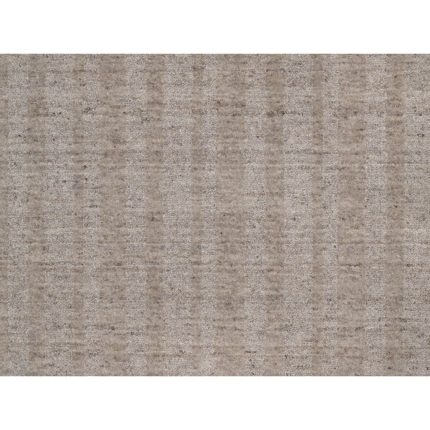 8'1"X10' Tan Brown Hand Loomed Vertical Stripes Design Natural Wool Rug