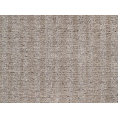8'1"X10' Tan Brown Hand Loomed Vertical Stripes Design Natural Wool Rug
