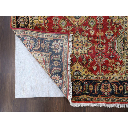 4'1"X6' Red And Black Karjihooz Design Wool Hand Knotted Oriental Rug