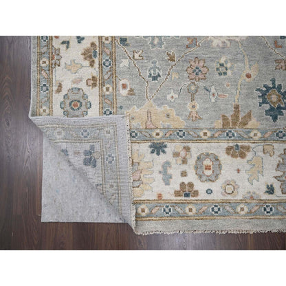 12'X17'10" Gray Oushak Design Wool Hand Knotted Oversized Oriental Rug