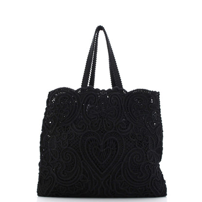 Dolce & Gabbana Beatrice Tote Bag Crochet Lace Jacquard Large