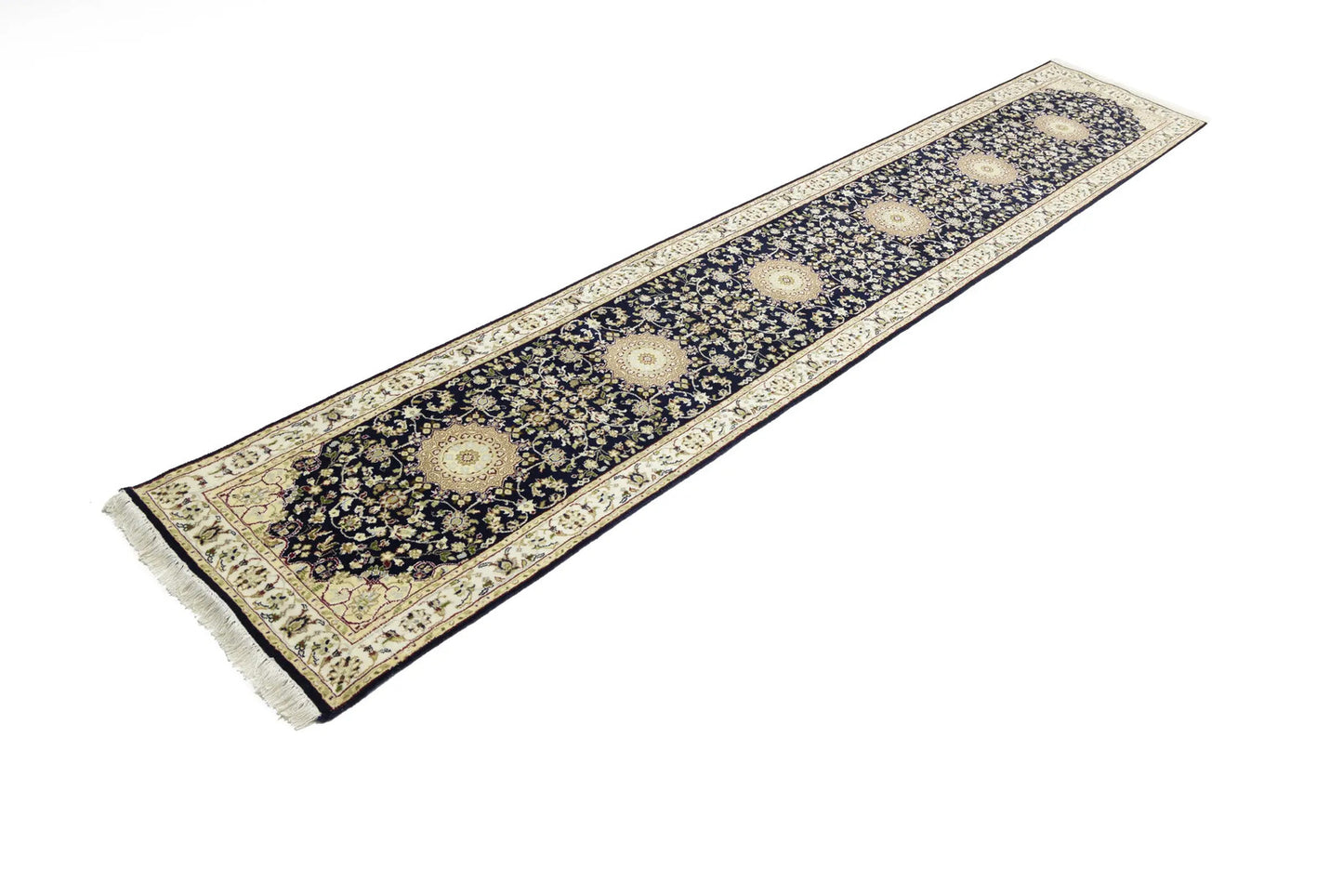 Indo-Nain 2'7x14'3 Oversized Floral Runner Rug 3X14 ft