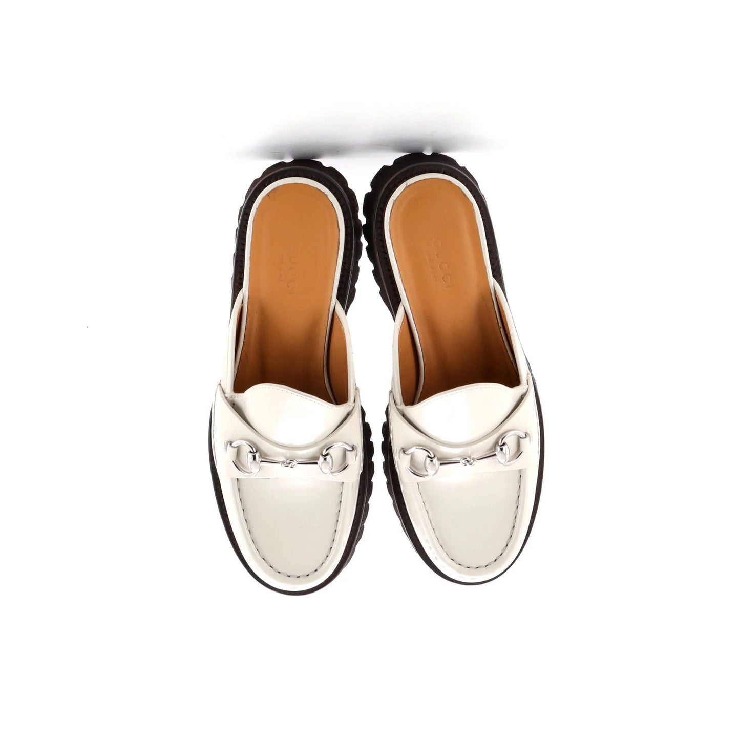 Gucci Women'S Horsebit Flatform Mules Leather