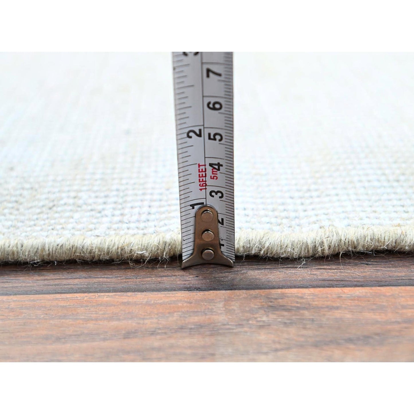 2'1"X5'9" Vista White Cropped Thin Vintage Zoroastrian Tebraz Oriental Rug